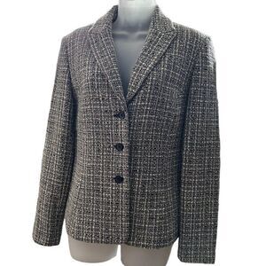 Apostrophe Gray Academia Office Tweed Button Pocket Blazer Work Jacket